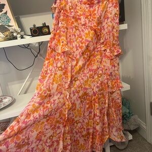 Olivaceous floral skirt